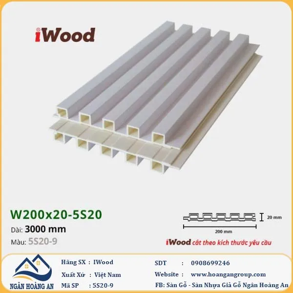 Lam 5 Sóng Nhựa Giả Gỗ Ốp Tường Ốp Trần Iwood 5S20-9